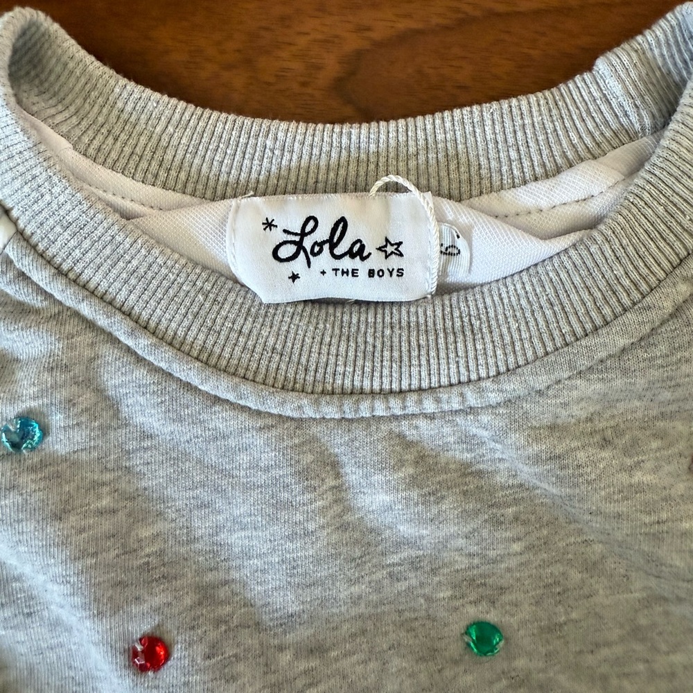 Lola + The Boys Gray Kids Shirt with Colorful Accents NWOT